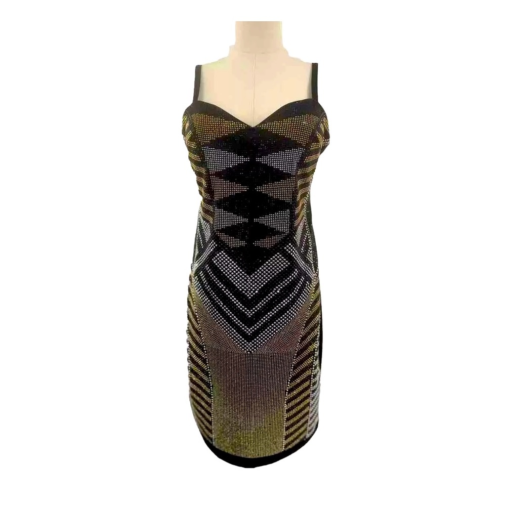 Black dress with metallic embellishment by Bisou Bisou size 8